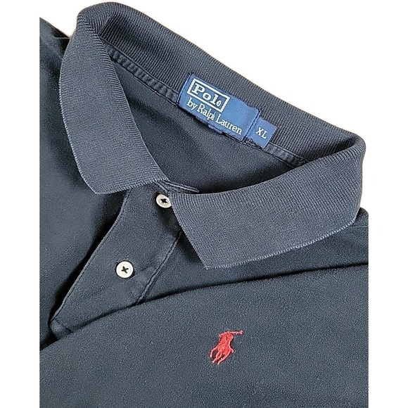 Ralph Lauren Polo Shirt Men XL Black Short Sleeve Soft Cotton Red Pony - Picture 1 of 10